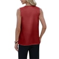 thumbnail image 4 of Womens Tops Dressy Casual V Neck Silk Satin Tank Tops Business Sleeveless Shirts 2026 Summer Pleated Work Blouses Apricot Red XL, 4 of 6