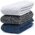 thumbnail image 2 of Men Thick Wool Socks,Soft Warm Comfort Casual Crew Winter Solid Color Socks,3Pairs,Assorted, 2 of 7