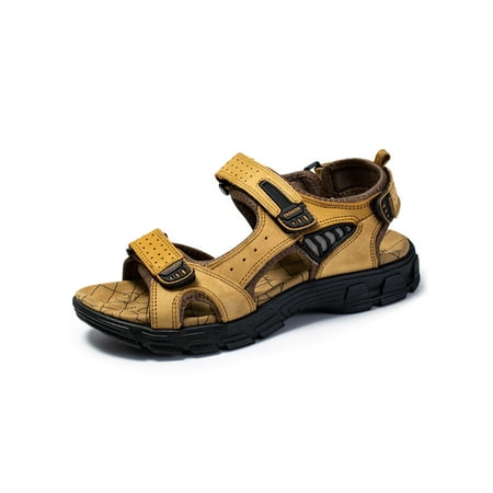 

Lumento Mens Sport Sandals Summer Fisherman Sandal Adjustable Strap Beach Shoes Lightweight Hiking Non-Slip Open Toe Yellow 10