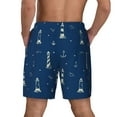 thumbnail image 4 of Uemuo Lighthouses and Anchors Pattern Mens Swim Trunks Quick Dry Board Shorts with Mesh Lining, Stretch Beach Shorts Quick Dry No-Chafing Board Shorts-XX-Large, 4 of 9