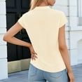 thumbnail image 5 of PNTUTB Summer Women's Fashion Solid Color V Neck Button Up Pullover Casual Comfortable Short Sleeve T Shirts, 5 of 6