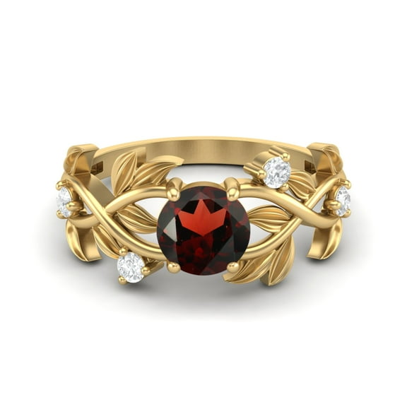 Mooneye Round 6mm Red Garnet 925 Sterling Silver Gold Vermeil Women Valentines Day Gift Ring