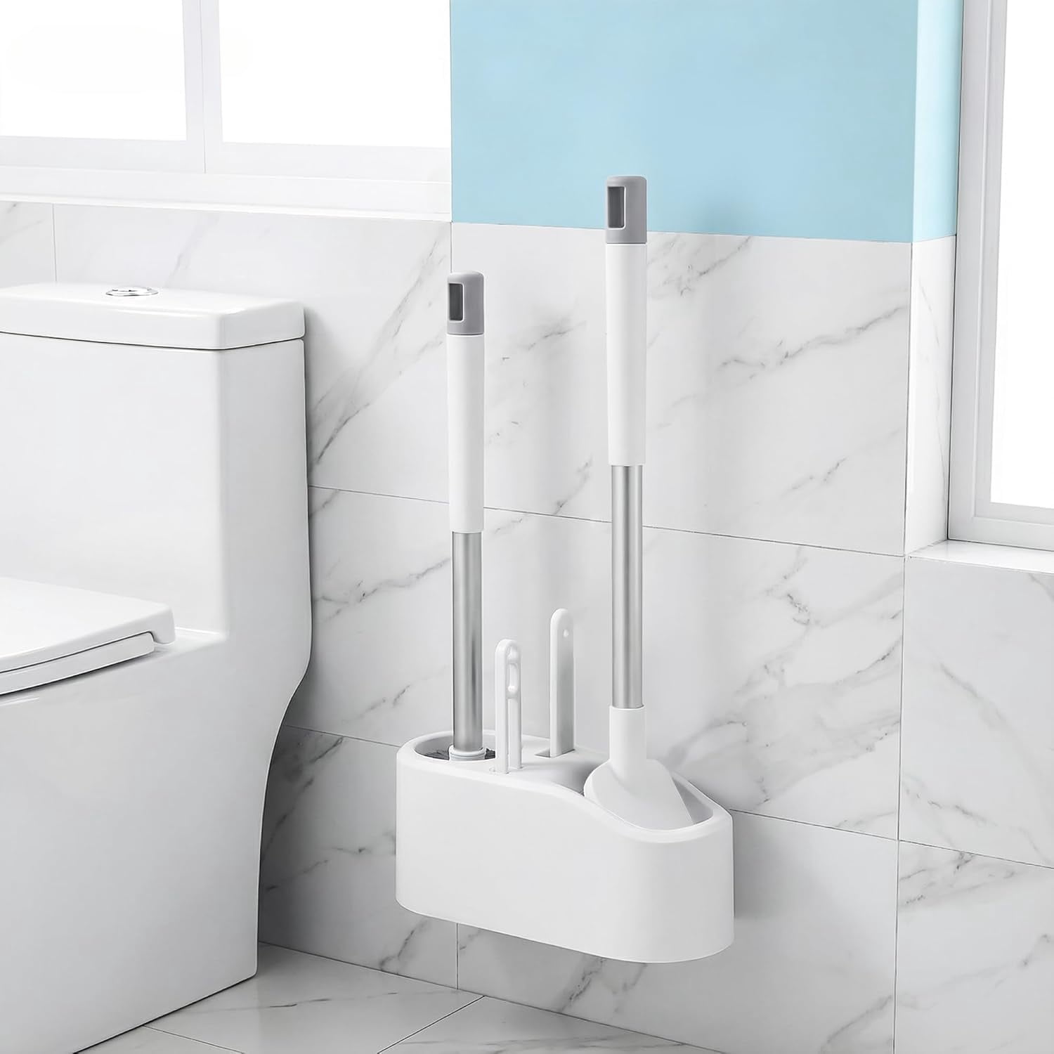 2 Pack Toilet Brush and Holder,Ergonomic, Elegant, Durable, Toilet Bowl Brush for Bathroom