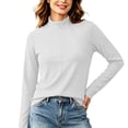 thumbnail image 3 of Athleisure Wear Long Sleeve Mock Neck Top for Women Full Zip Activewear Slim Fit Solid Breathable Stretchy Athletic Performance Training Tops White L, 3 of 6