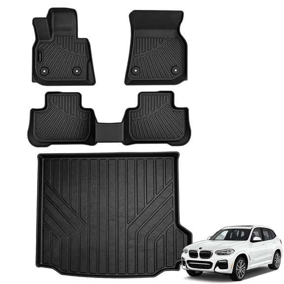 Auxko All Weather Floor Mats Cargo Mat Fit for BMW X3 2018-2024 TPE Liners Accessories for BMW X3 30i M40i X3M Car Mats (Not for X3 30e) Black