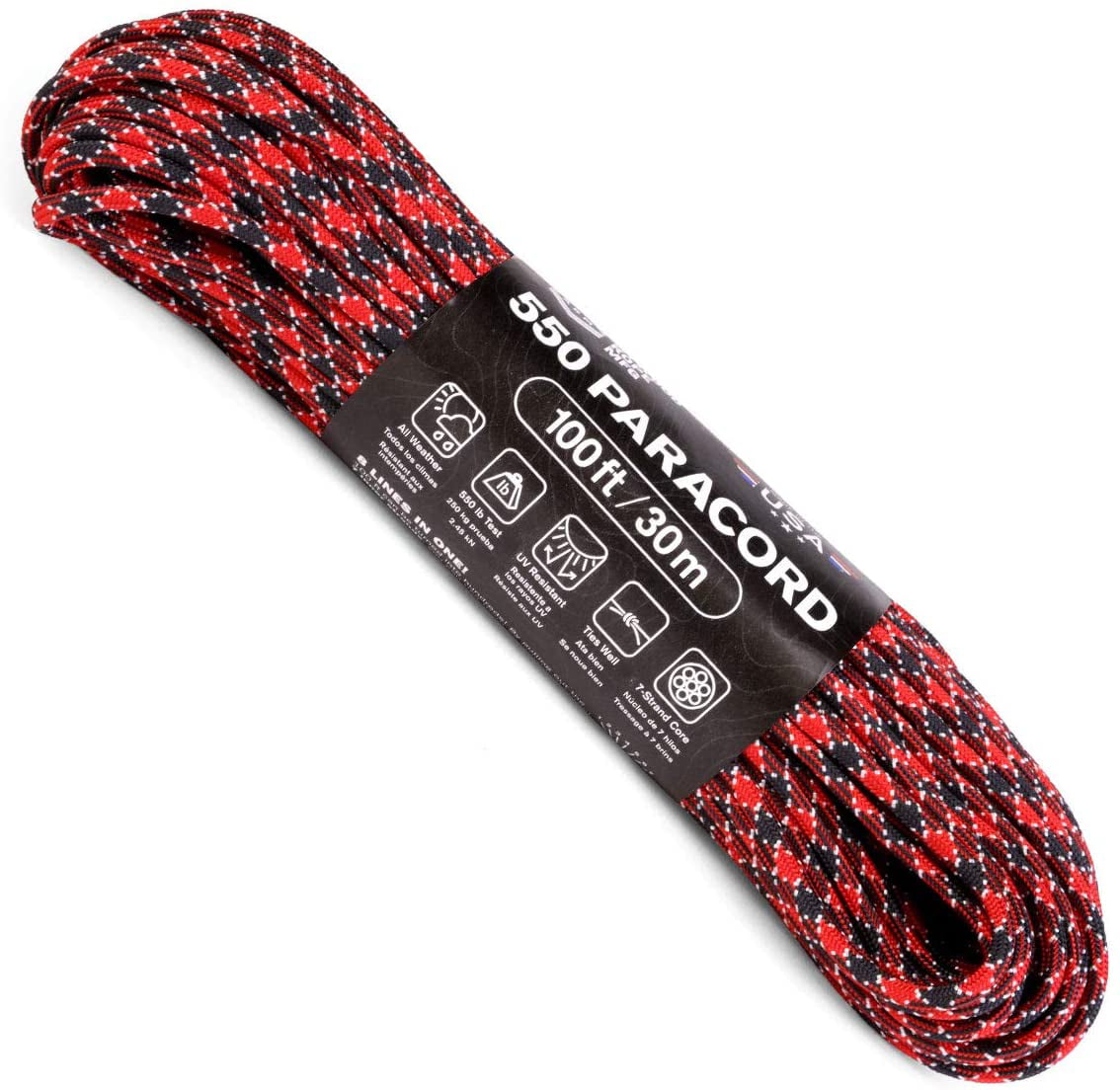 Bracelets Keychain Lanyards Atwood Rope MFG 550 Paracord 300 Feet 7-Strand Core Nylon Parachute Cord Outside Survival Gear Made in USA Handle Wraps