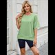 thumbnail image 5 of Camisetas de Gran Tamaño para Mujer, Cuello Redondo, Corta, Blusas Casuales de Verano, Blusas Holgadas de Corte Alto Verde S, 5 of 10