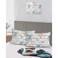 thumbnail image 4 of Teal Red Jellyfish Coastal Pillow Cases Standard Size Set of 2 - Microfiber Bed Throw Pillow Covers, Vintage Beach Coral Starfish Nautical Decorative Lumbar Pillow Cover with Envelope Closure 20"x26", 4 of 6