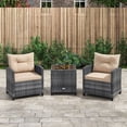 thumbnail image 2 of Gymax 3PCS Patio Rattan Furniture Bistro Set Cushioned Sofas Side Table Armrest, 2 of 10