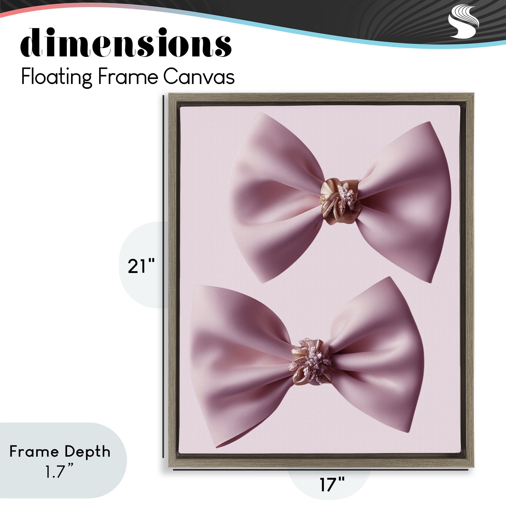 Stupell Industries Elegant Bows with Glam Details Brown Framed Floater Canvas Wall Art, design by Jesse Keith