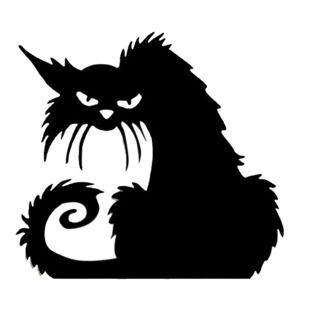 Wrea Angry Cat Silhouette Metal Craft Black Cat Ornament for Indoor