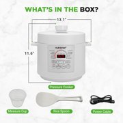6 QT Electric Pressure Cooker - 9 Function Digital Countertop with Preset Cooking Modes, Adjustable Time & Temp Settings (White)