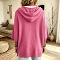 thumbnail image 4 of WULMLEO Women's Oversized Hooded Poncho Sweater 3/4 Batwing Sleeve Knitted Sweater Pink M, 4 of 6