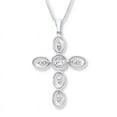 thumbnail image 3 of 2.00 Carat Round & Pear Cut Natural Diamond Latest Design Divine Cross Necklace for Women Solid 14K White Gold With 18 inches chain, 3 of 4