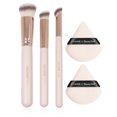 thumbnail image 2 of MAANGE 3Pcs Makeup Brushes + 2Pcs Triangle Powder Puff Set - No-Stroke Concealer Eye Shadow Makeup Brush Blending Beauty Tools (Pink), 2 of 7