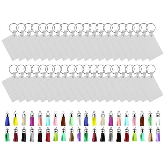 160Pcs Sublimation Keychain Blanks Set Key Rings Sublimation Blanks Heat Transfer Keychain Tassels MDF Blank-Rectangle