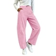 thumbnail image 2 of Hfnxid Barrel Pants for Women Baggy Striped Wide Leg Pant High Waisted Leisure Trousers Casual Activewear Pants Hot Pink L, 2 of 9