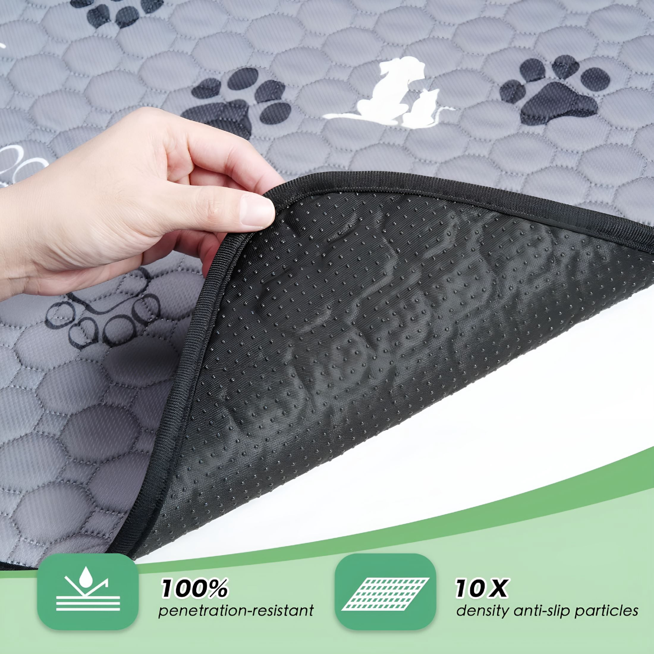 RLESO Washable Pee Pads for Dogs, 4 Pack Absorbent Reusable Training Dog Pads Pet Puppy Pads, Non-Slip Potty Pads for Whelping, Playpen, Crate, Bed, Grey 18"x24"