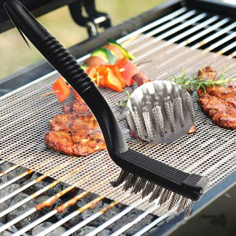 3 Pieces Grill Brush, Metal Grill Brush, Stainless Steel Grill Brush, Used  For Charcoal Electric Gas Grill And Best Grill Cleaning (Black) 
