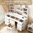 thumbnail image 2 of 47 Inch Large Vanity Desk with Lighted Mirror & Charging Station, LED Makeup Vanity Table Set with 7 Drawers & Hidden Storage Stool & Hair Dryer Holder, 2 of 10