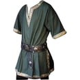 thumbnail image 3 of Túnica Medieval con cuello en V para hombre, ropa de rendimiento, disfraz de camisa pirata de manga corta con lado dorado sin cinturón, 3 of 5