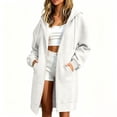 thumbnail image 2 of NominalSnug Zip up Long Hoodies for Women Comfy Jackets Fall Hooded Tunic Sweatshirts with Pockets, 2 of 8