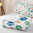 thumbnail image 4 of Homewish Colorful Dog Paw Bed Spread Queen,Cartoon Pet Themed Queen Coverlet Set,Orange Blue,3-Piece, 4 of 7