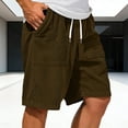 thumbnail image 3 of Corduroy Shorts for Men Summer Casual Elastic Waist Wide Straight Leg Lightweight Beach Shorts with Pockets, 3 of 6