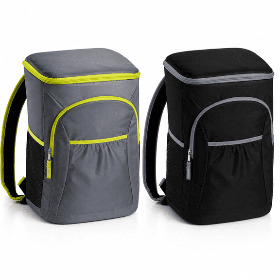 Insulated Cooler Backpacks, Leakproof Soft Cooler Bags for Camping, Beach, Picnic, Hiking, Fishing & Travel, Includes 1 Black and 1 Gray Backpack, 2 Pack