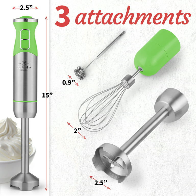 Immersion Blender Hand Mixer with Stainless Steel Blade and Whisk