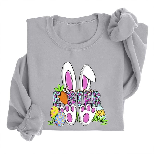 EGNMCR Easter T-Shirts Imprimés pour Femmes T-Shirts Graphiques pour Femmes T-Shirts pour Femmes T-Shirt à Col Rond pour Femmes Easter à Manches Longues Imprimé Chandails pour Femmes T-Shirts pour Femmes