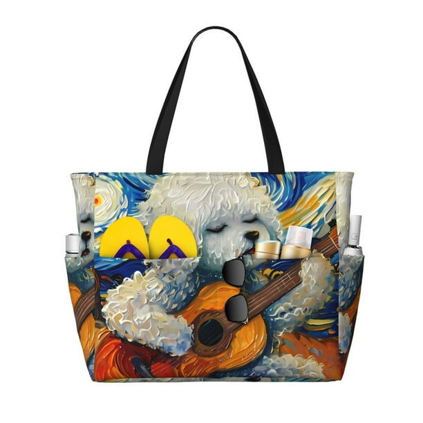 Easygdp Dog Guitar Starry Night Bolsa de Viaje de Playa de Gran