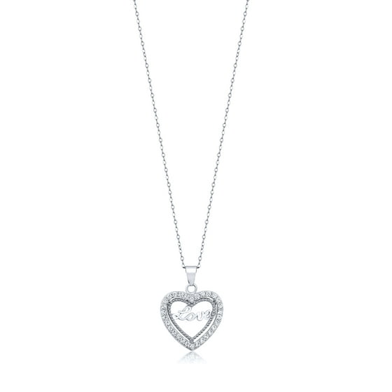 1.00 Ct Round Cubic Zirconia Sterling Silver Heart Shape Love Pendant ...