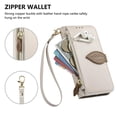 thumbnail image 5 of Leather For Google Pixel 10 Pro XL Case Leaf buckle zipper wallet  3-card  Flip Wallet Leather Case With Card Holder Magnetic Closure  Phone Cases Cover,White,For Pixel 10 Pro XL, 5 of 7