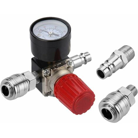 y Air Pressure Regulator Three Way Valve 175psi 12bar 1/4 Inch Air Gauge Regulator for Compressor (New 3 Way Valve)