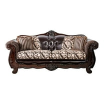 Bowery Hill Faux Leather Sofa in Dark Brown and Brown Finish