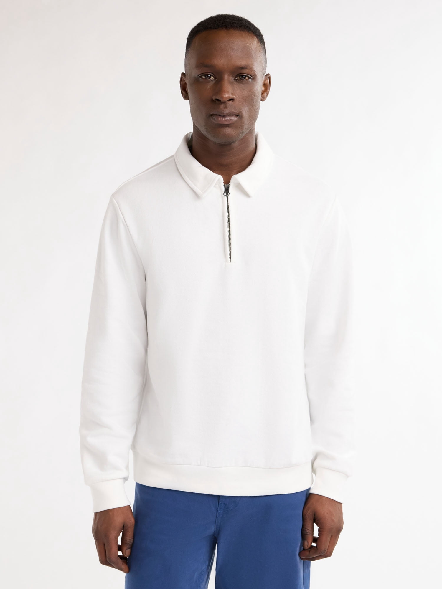 Free Assembly Men's Quarter Zip Fleece Pullover with Long Sleeves, Sizes XS-3XL