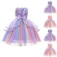 thumbnail image 4 of Odeerbi Toddler Girls Rainbow Tulle Princess Dress Bowknot Strapless Tiered Gowns New Pattern Mesh Gauze Evening Dress Formal Dresses Pink, 4 of 4