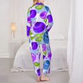 thumbnail image 3 of Pajama Sets for Women 2 Pcs, Blueberry cute Print Button Down Long Sleeve Sleepwear Lounge PJ Sets, 3 of 6