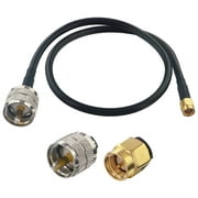 onelinkmore Ham Radio Antenna Adapter Extension Cable SMA Male to UHF PL259 Male UHF Radio RG58 Coax Jumper Cable 19 inch for Yaesu, Icon, Alinco, Kenwood, Wouxun & TYT Amateur Radios Base Antenna