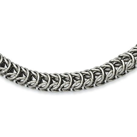 - Men's Stainless Steel 7mm Fancy Link Chain Necklace 18 Inch