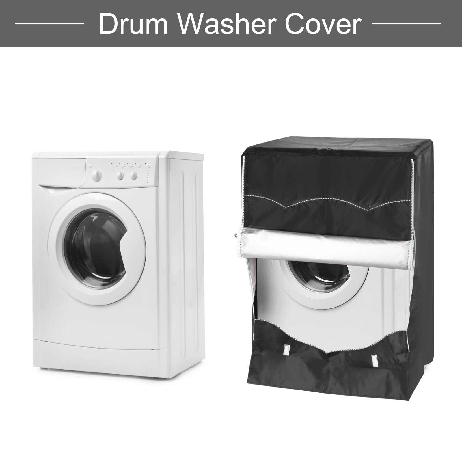 Uxcell Washer Cover Dustproof, Front Load Washing Machine Cover, 24Wx25Dx33H Inch Black Waterproof Cover for Washer