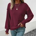 thumbnail image 2 of Baqcunre Women's Clothing, Womens Tops 2025 Oversized Long Sleeve Crewneck Waffle Knit Shirts Business Casual Blouses Basic Shirts Valentines Day Gifts, 1Pc Sweater Red S, 2 of 8