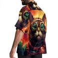 thumbnail image 3 of Retro Cat Men's Short Sleeve Beach Button Down Casual Printed Summer Shirts - Unisex, 3 of 6