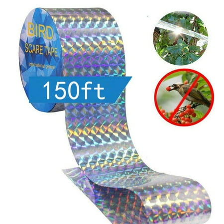 Bird Repellent Deterrent Scare Tape Dual-sided Reflective and Holographic Keep Birds Away for Pigeons, Grackles, Woodpeckers, Geese, Herons,