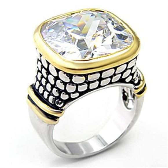 Brass Ring AAA GRD CZ Clear 7X047 for Women Clear Stone Color Style Reverse Size 6