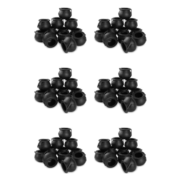 72 Piezas de Mini Caldero Negro con Asa, Mini Caldero de para Halloween, Recipiente para Dulces para Halloween