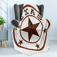 thumbnail image 4 of Texas Star Soft Flannel Fleece Throw Blanket, Round with Lone Star Earth Toned Monochromatic Illustration, Cozy Plush for Indoor and Outdoor Use, 60" x 80", Dark Brown and Brown, by Ambesonne, 4 of 5