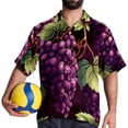 thumbnail image 4 of Grape Men's Short Sleeve Spread Collar Poplin Shirt, Casual Printed Button Down Summer Beach Tops for Men, Unisex Comfortable Shirts, 4 of 6