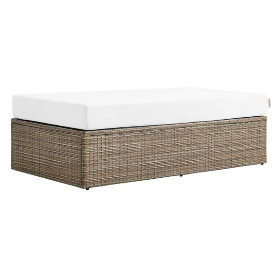 Modway Convene Outdoor Rectangle Synthetic Rattan Ottoman in Cappuccino/White